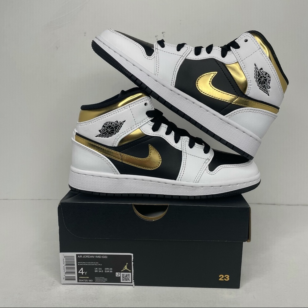 Nike Air Jordan 1 Retro Mid GS “White Gold” NEW - Picture 1 of 4